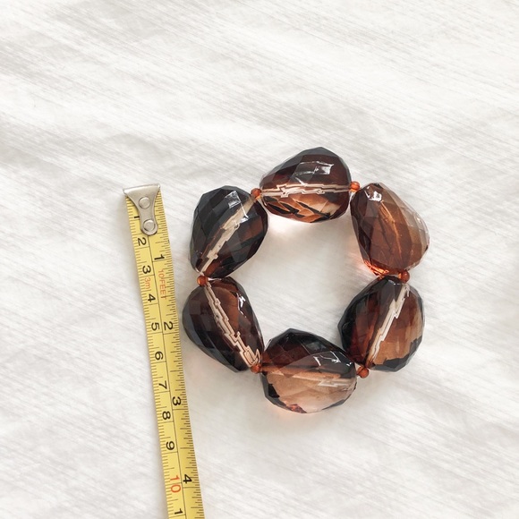 Wine Brown Multi Faceted Gemstone Chunky Stretch Bracelet - Picture 5 of 8